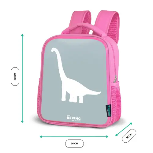 Blauw met Brachiosaurus dino Kinderrugzak - Roze middel -productfoto_formaten