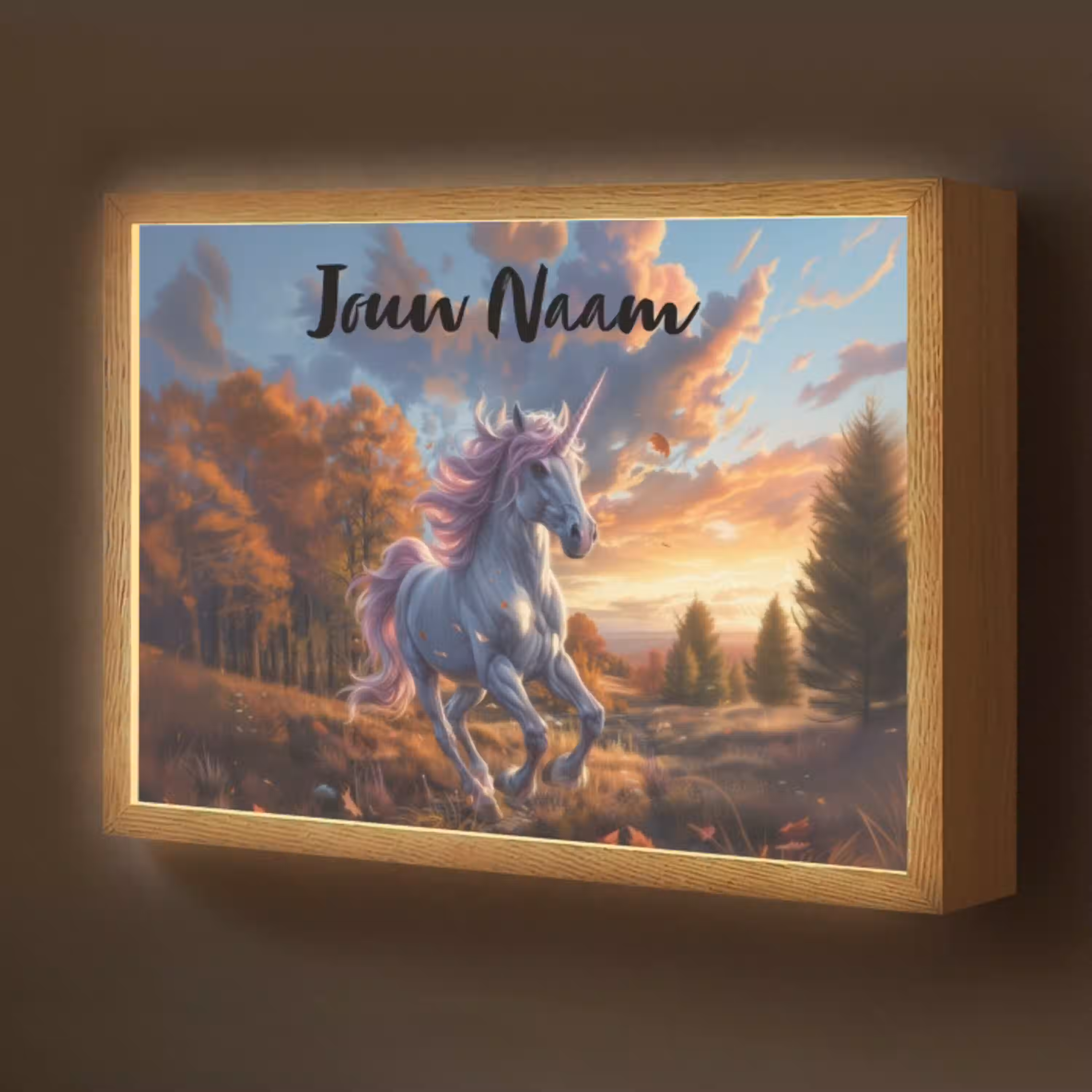 Eenhoorn - Sprookjes dier - Natuur - Meisjes Light Box met batterij (Wandlamp kind) middel -z3d_website