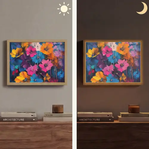 Bloemen - Kleurrijk - Abstract - Modern Light Box met batterij (Wandlamp) middel -sfeer3