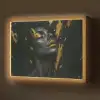 Gezicht - Vrouw - Verfspatten - Abstract Light Box met batterij (Wandlamp) middel -z3d_website