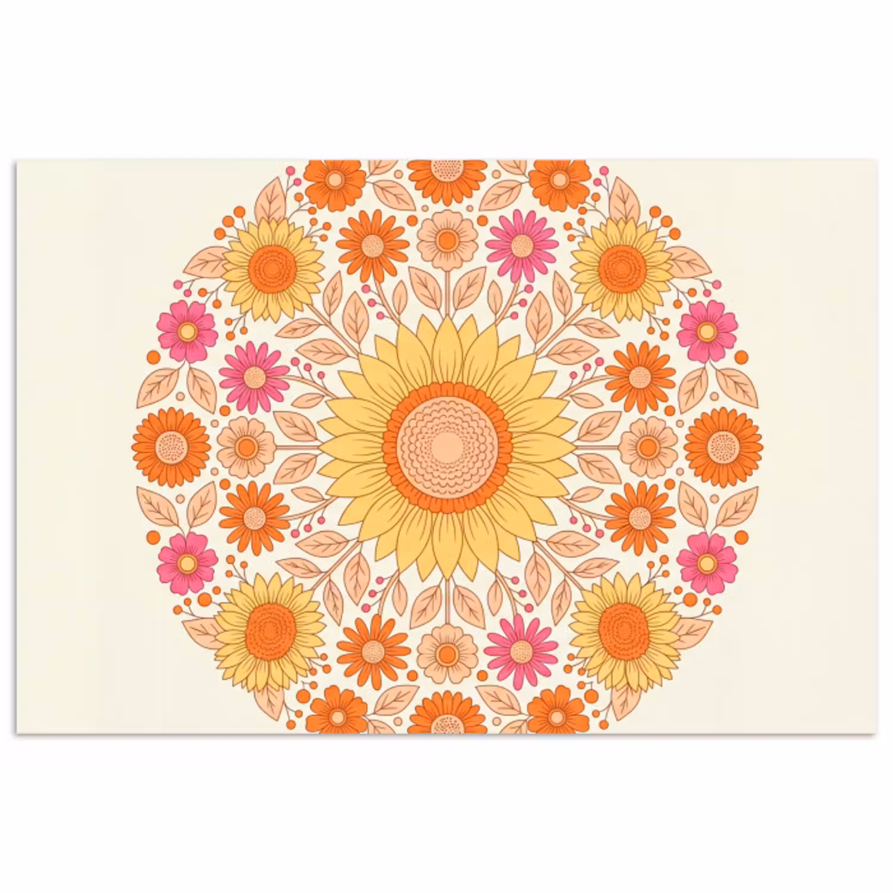 Bloemen - Mandala - Patroon - Kleurrijk poster papier klein -3d