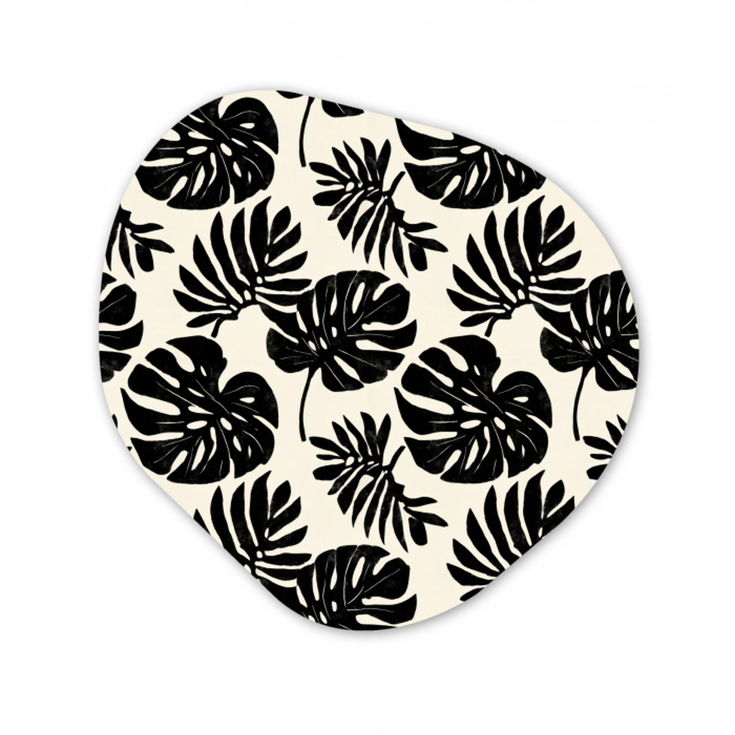 Modern - Monstera - Zwart Wandcirkel Organisch Forex 3mm klein 629 -3d