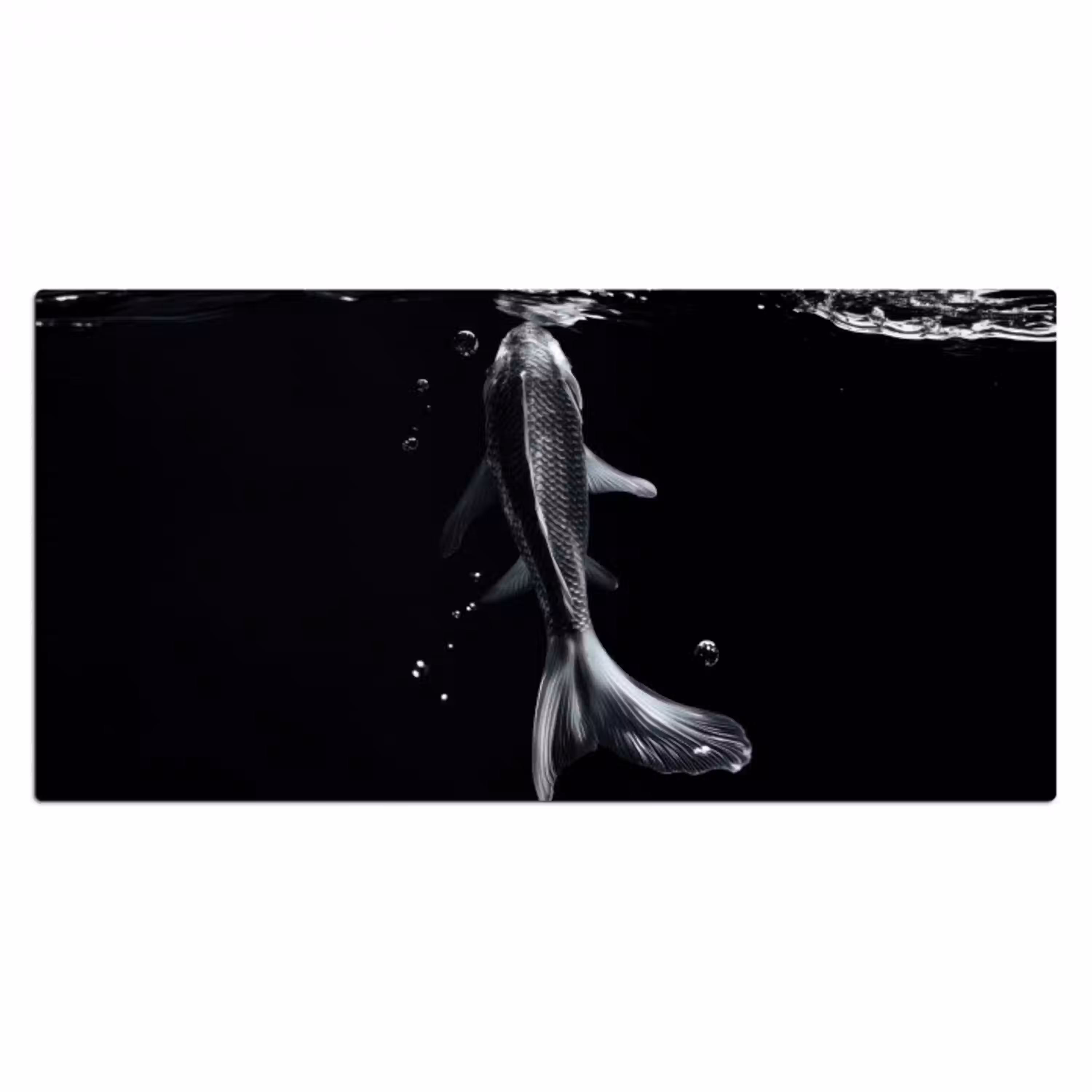 Koi - Vissen - Water - Zwart Muismat XXL klein -3d_leeg