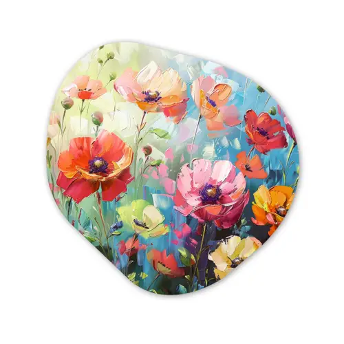 Bloemen - Kleurrijk - Waterverf - Natuur - Zomer Wandcirkel Organisch Forex 3mm klein -3d