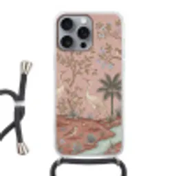 Nostalgisch - Reigers - Roze Hoesje iPhone 16 Pro Max met koord klein -3d