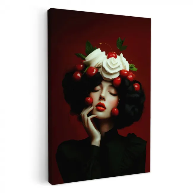 Vrouw - Kersen - Slagroom KitchenYeah - Keuken - Canvas klein -3d