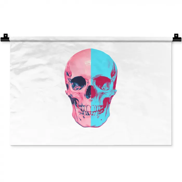 Schedel - Grafisch - Roze - Verdeeld Wandkleed katoen klein -zz3d