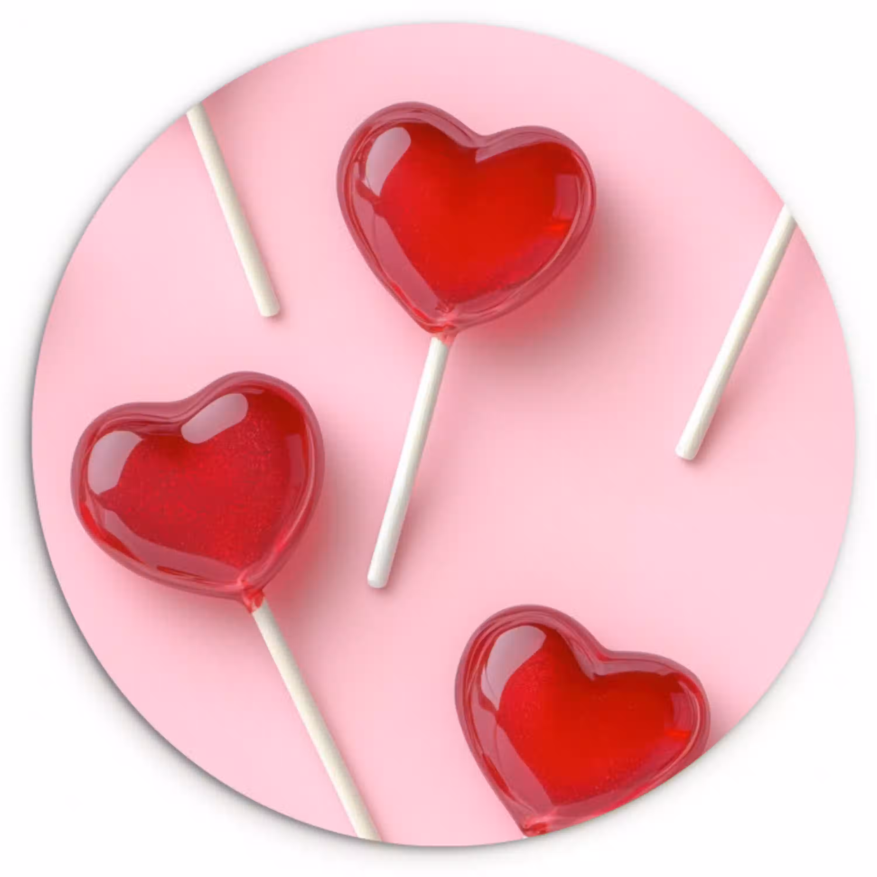 Lollies - Hartjes - Roze Wandcirkel plexiglas klein -3d