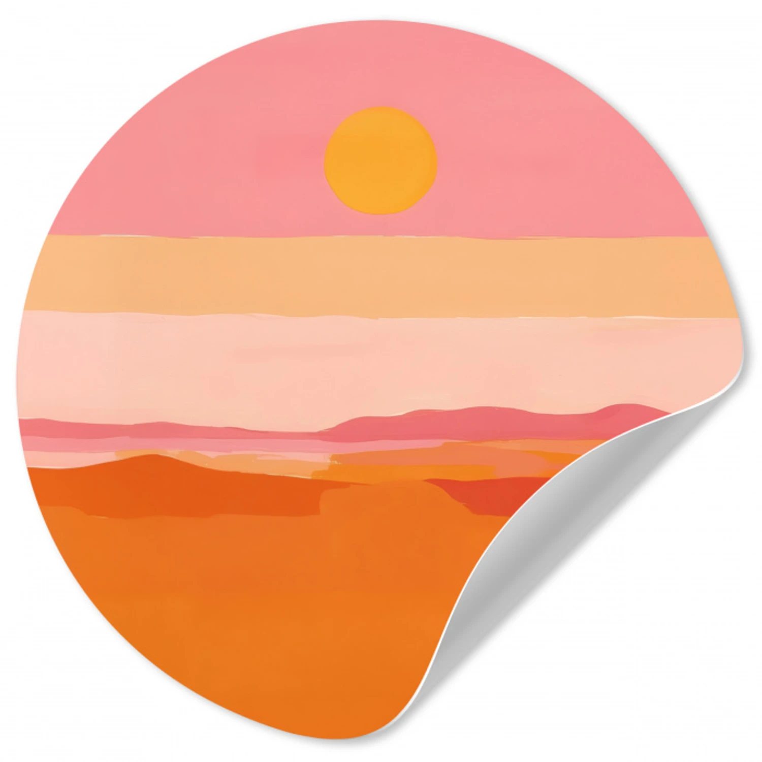 Zon - Abstract - Landschap - Oranje Wandcirkel behangsticker klein -3d