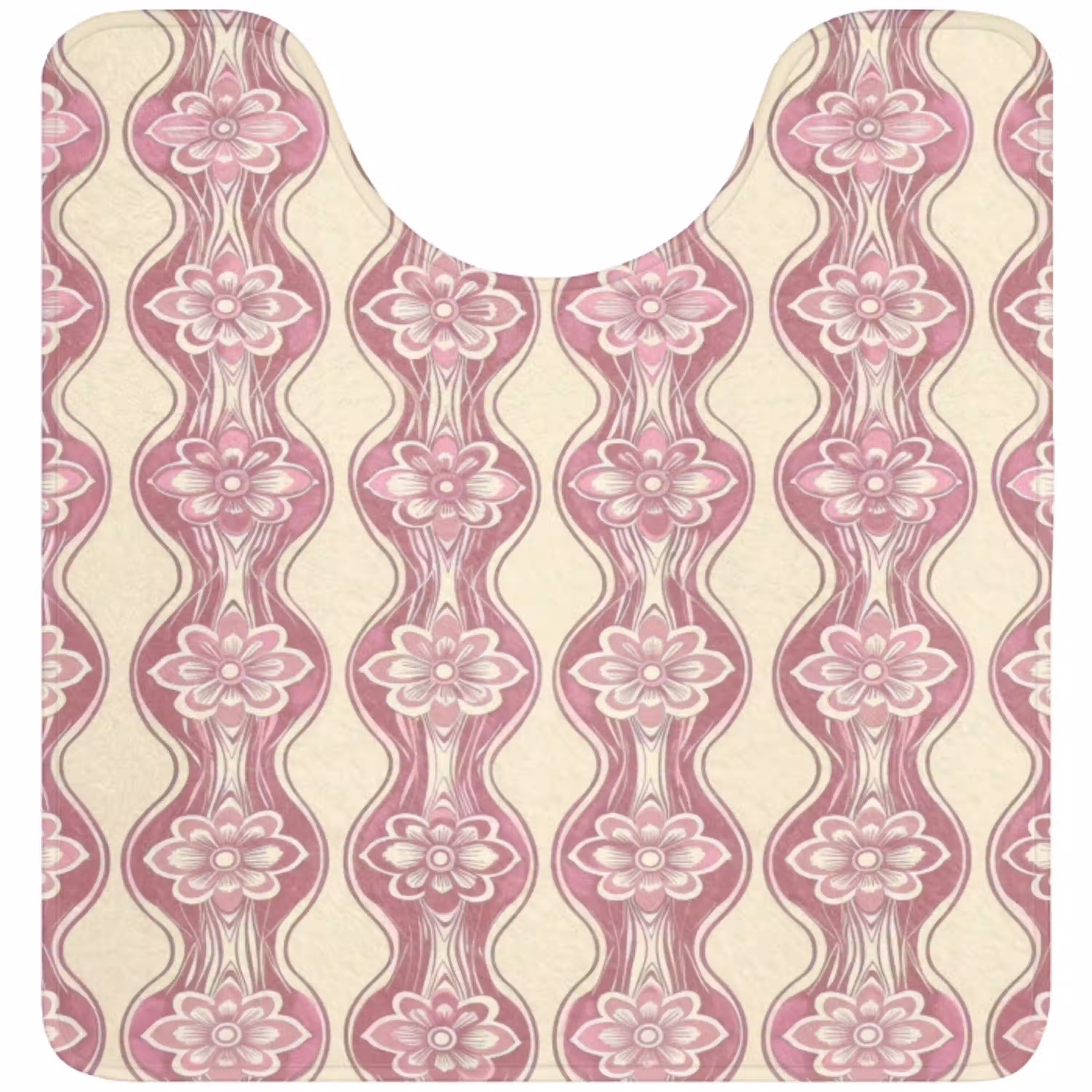Paarsroze - Bloemen - Retro - Patroon WCmat U-uitsnede middel 1014 -3d