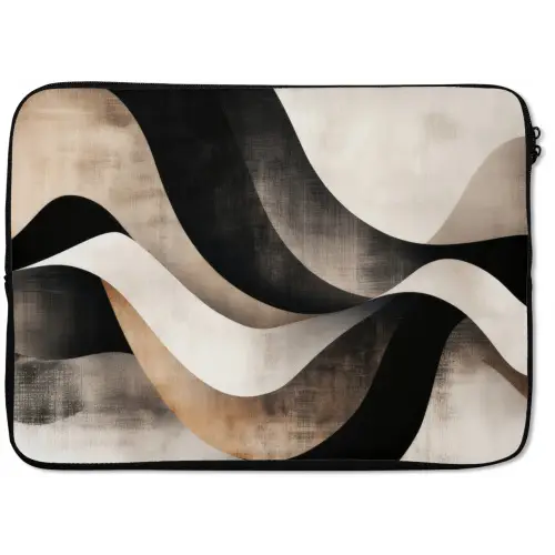 Abstract - Golven - Zwart - Verweerd laptophoes neopreen klein -zkaufland3dotto
