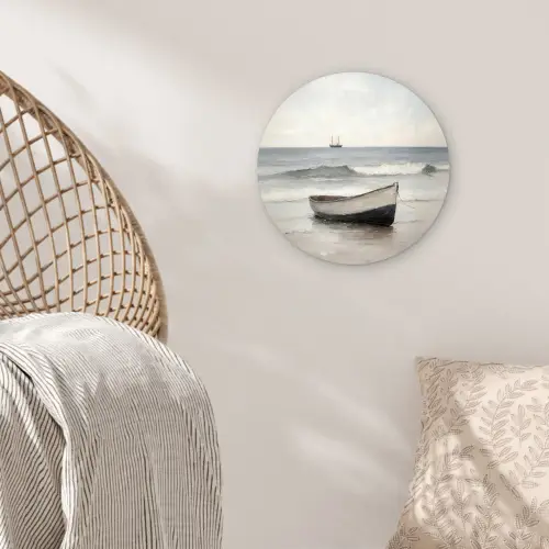 Roeiboot - Zee - Horizon Wandcirkel kunststof plaat 5mm dik klein -sfeer5