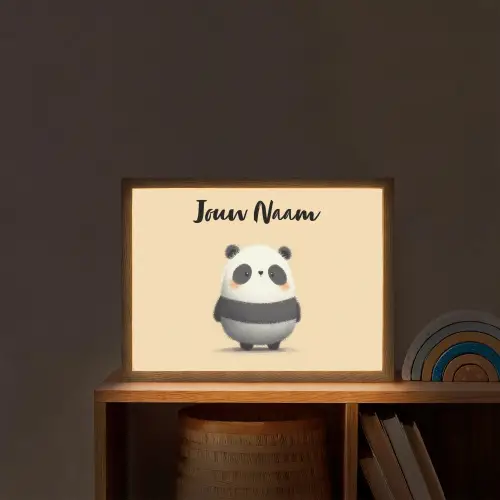 Panda - Beige - Minimalistisch Light Box met batterij (Wandlamp kind) middel -sfeer1_kind