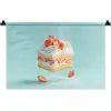 Slagroom - Taart - Blauw - Eten Wandkleed katoen klein -zz3d