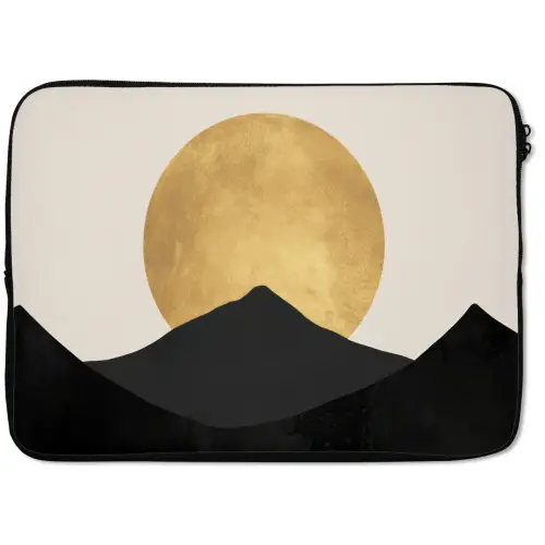 Bergsilhouetten - Gouden cirkel - Beige laptophoes neopreen klein -zkaufland3dotto