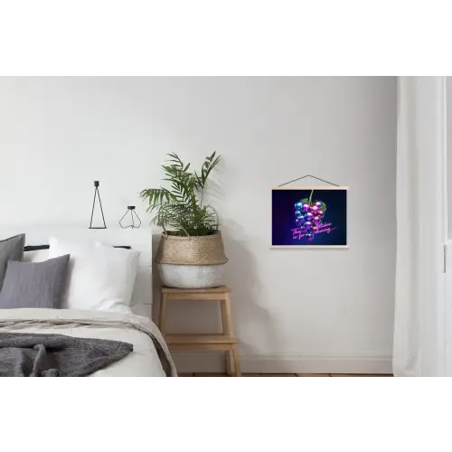 Quote - Neon - Disco - Druiven textielposter latten blank klein -woonkamer