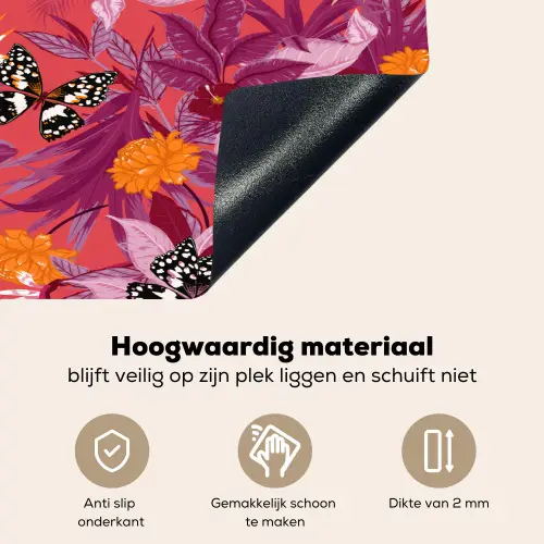 Zomer - Vlinder - Donker - Roze Inductie beschemer met haakjes klein 777 -ky-onderkant-nl