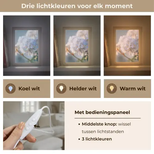 Bloemen - Lichtblauw - Wazig - Trosje Light Box met kabel (Tafellamp) klein -USP_lichtkleurNL