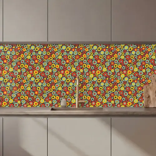 Patroon - Jaren 70 - Retro - Bubbel keuken achterwand 2 middel 871 zz_3dshopping