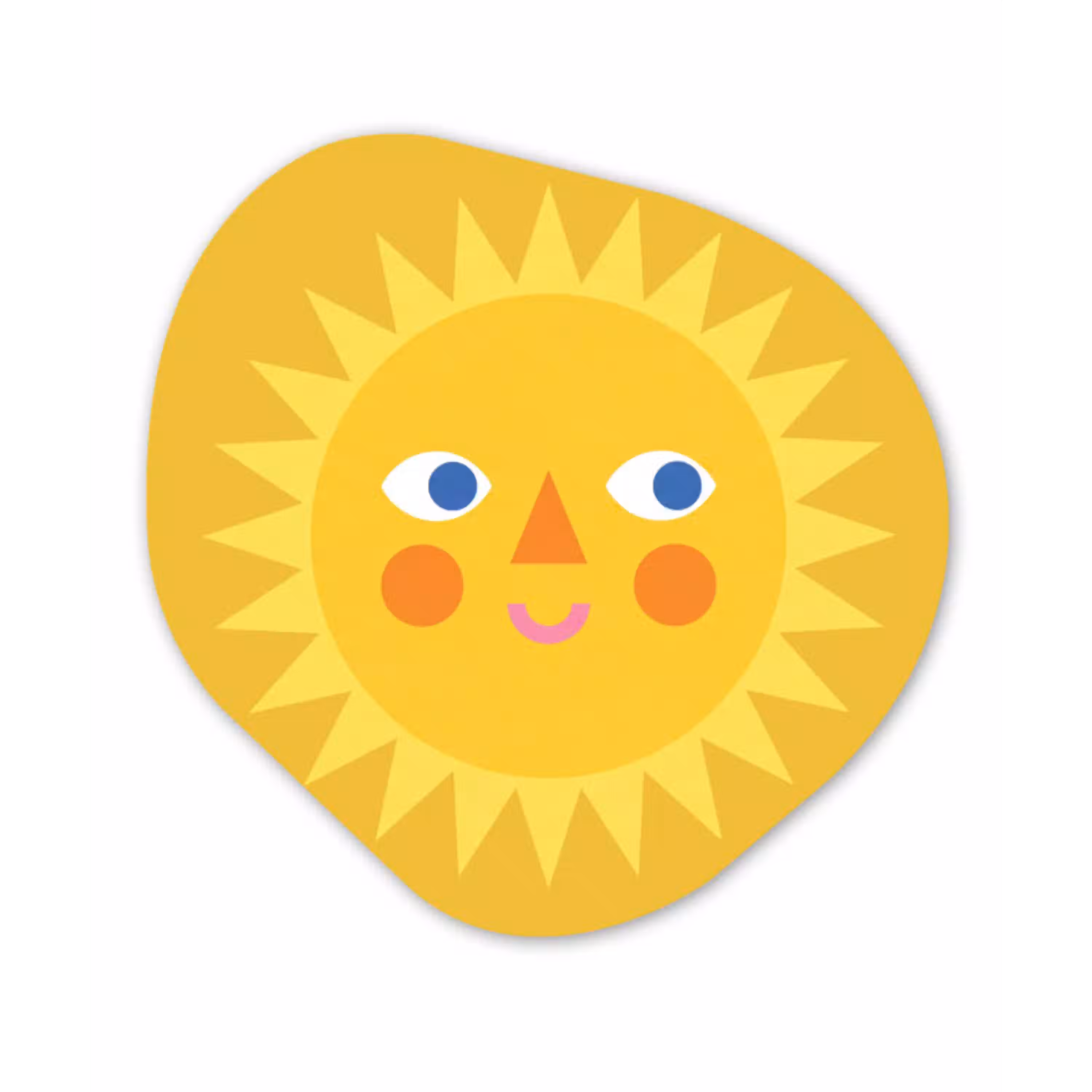 Zon - Gezicht - Zomer - Illustratie - Geel Wandcirkel Organisch Aluminium middel -3d