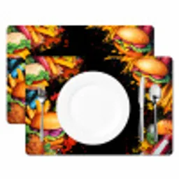 Fastfood - Graffiti - Hamburger - Eten - Modern Placemat vinyl groot -zzsfeer2_Kitchenyeah-website