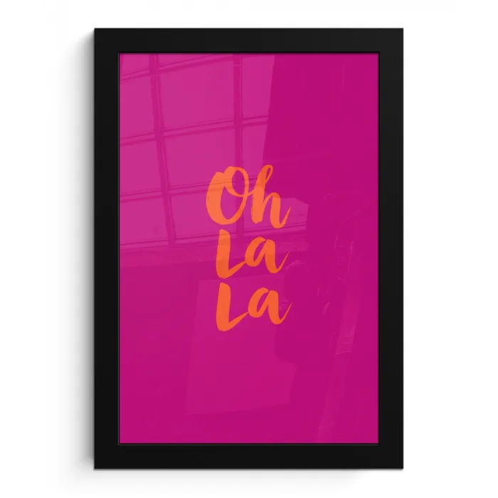 Oh la la - Roze - Oranje - Minimalistisch fotolijst zwart zonder passe partout klein -3d