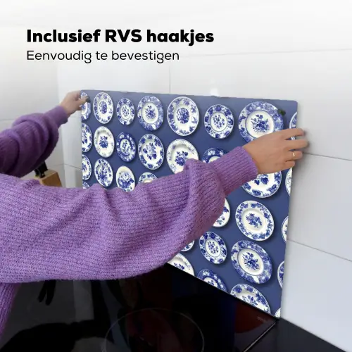 Borden - Floraal - Blauw Inductie beschemer met haakjes klein 777 -ky-ophangen-nl