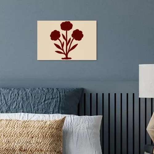 Bloemen - Bladeren - Rood - Minimalistisch poster papier klein -sfeer2