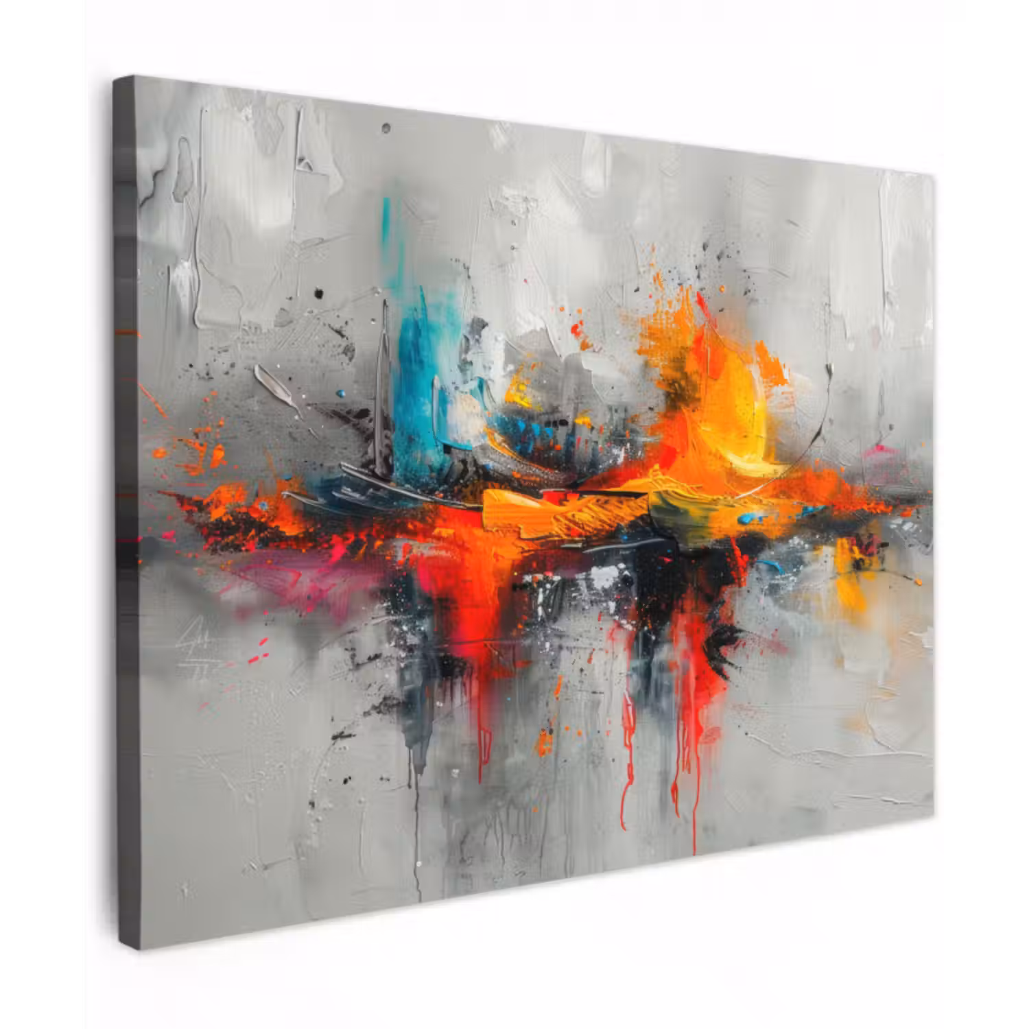 Tableau sur toile - Art moderne - Orange - Gris - Abstrait