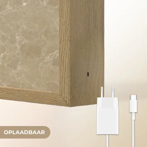 Beige - Marmer - Witte aders Light Box met batterij (Wandlamp) middel 907 -USP_websiteoplaadbaarNL
