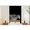 Dieren - Leeuw - Zwart - Wit - Portret fotobehang vinyl groot -bed