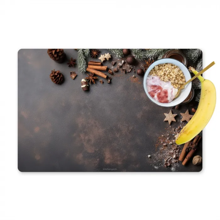 Winter - Kerst - Specerijen - Beton Placemat vinyl groot -zzzproduct_Kitchenyeah-website