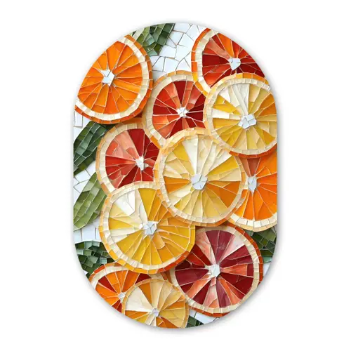 Schijfjes - Fruit - Oranje - Mozaïek Wandcirkel Ovaal Forex klein -3d