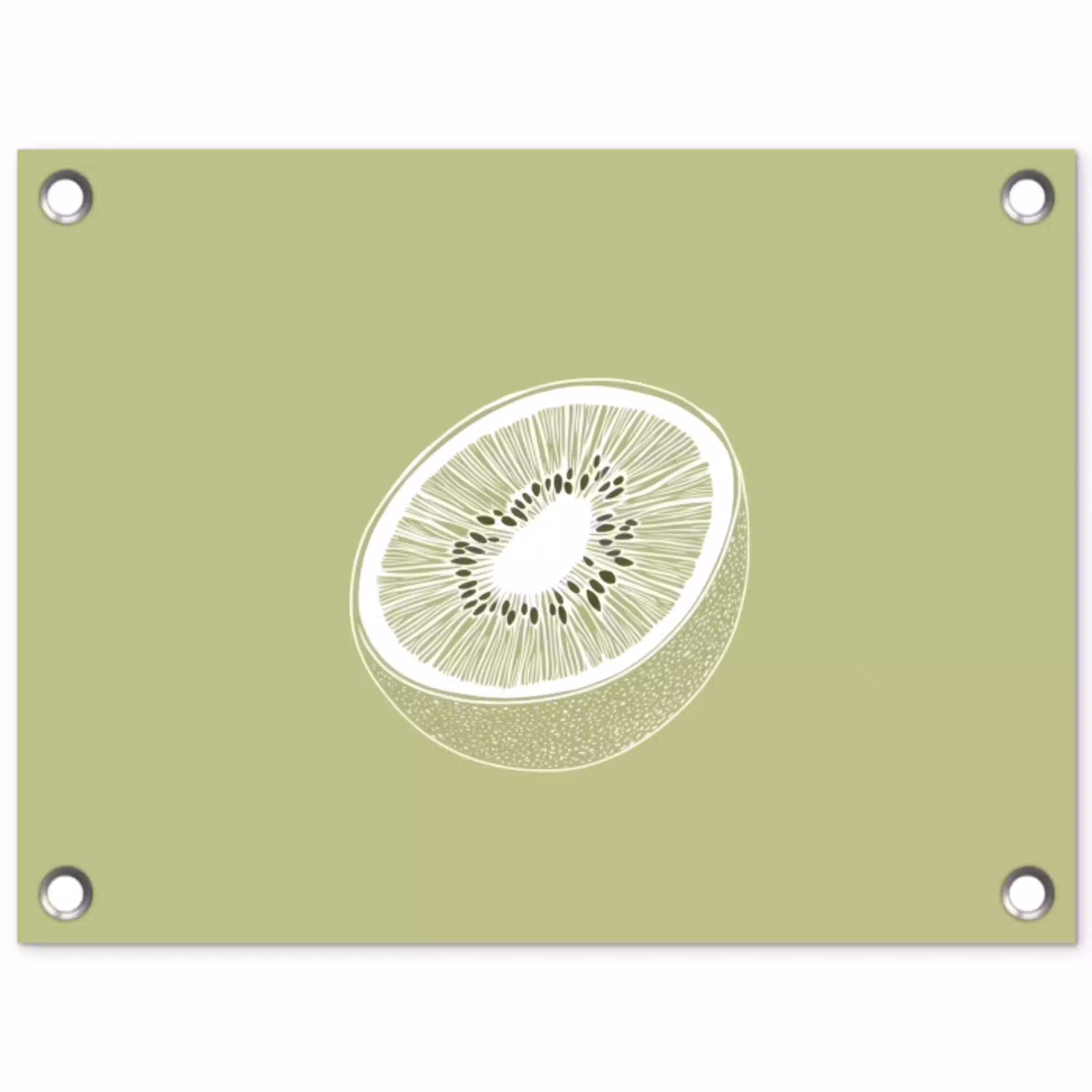 Kiwi - Lijntekening - Minimalistisch - Groen tuinposter los doek klein -3d