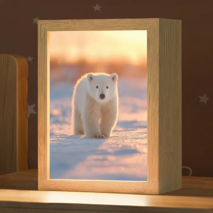 Ijsbeer - Sneeuw - Zonsopgang Light Box met kabel klein -zzz_3d_website
