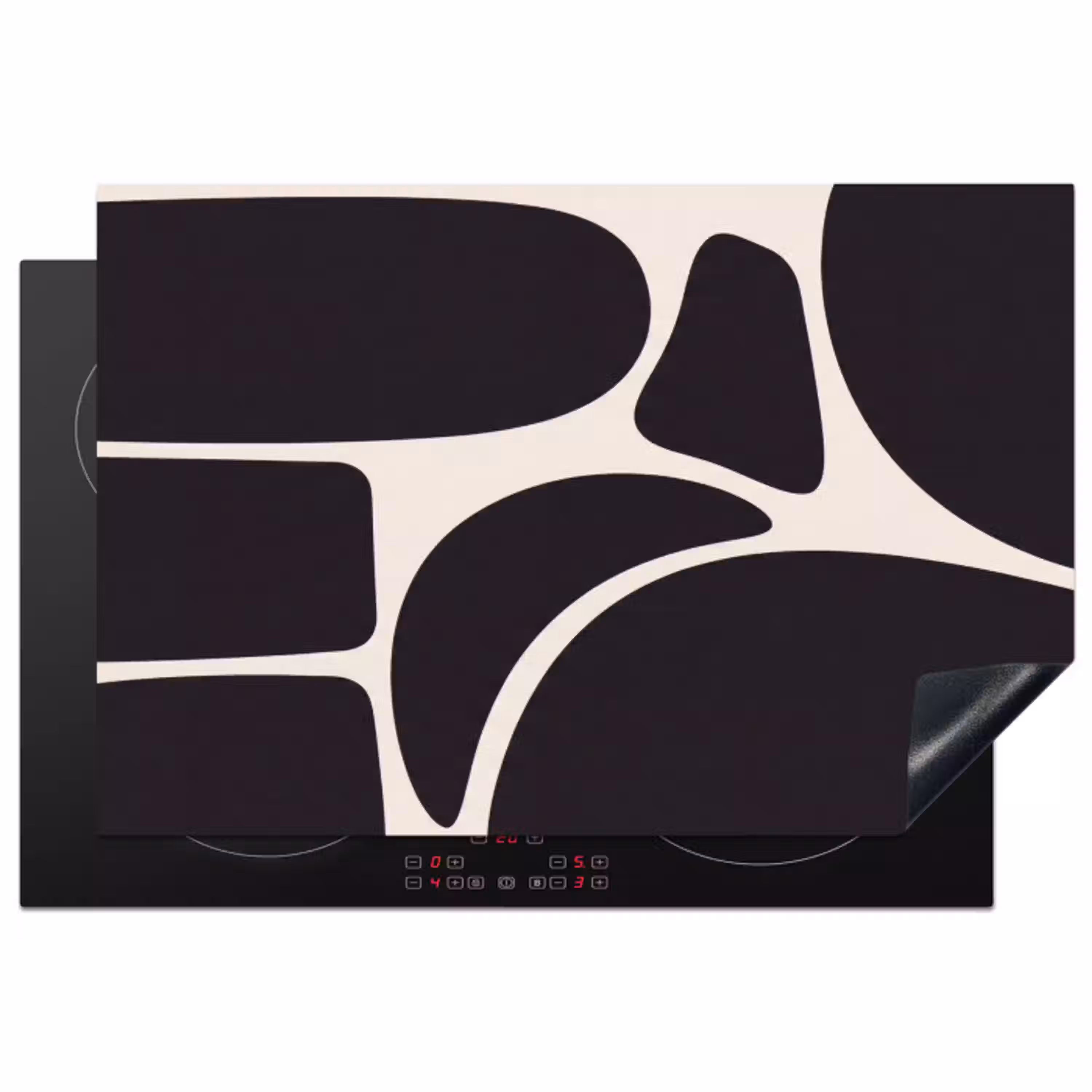 Patroon - Organisch - Zwart Inductie beschermer vinyl 3mm klein -3d