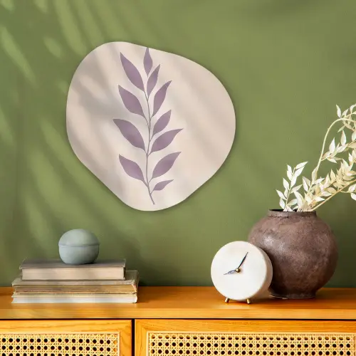 Tak - Bladeren - Minimalistisch - Beige Wandcirkel Organisch Forex 3mm klein -sfeer2