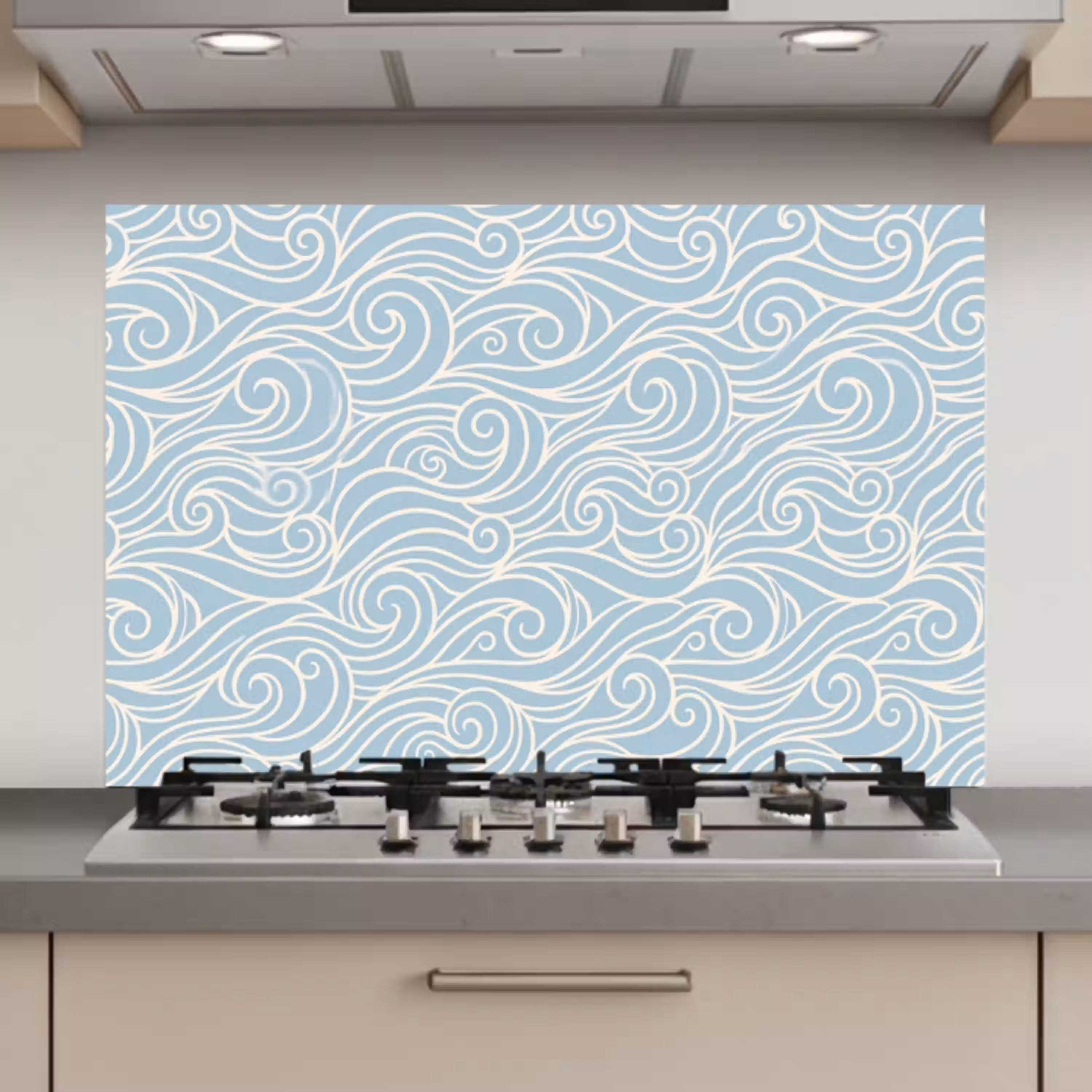 Golf - Abstract - Natuur - Modern - Blauw keuken achterwand spatscherm klein -3d_website