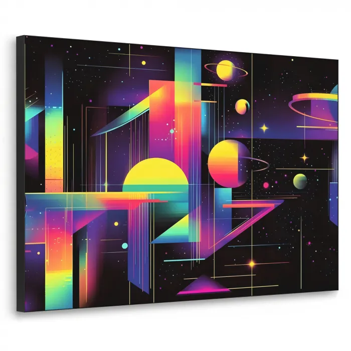 Abstract - Vormen - Kleurrijk - Lijnen Textielframe zwart klein -3d