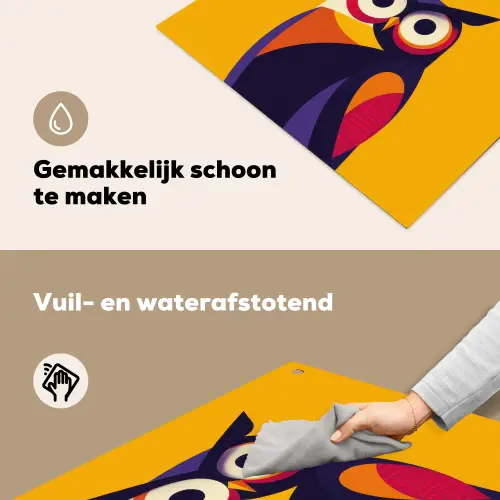 Uil - Grafisch - Kleurrijk - Ogen Inductie beschemer met haakjes middel -ky-schoon-nl