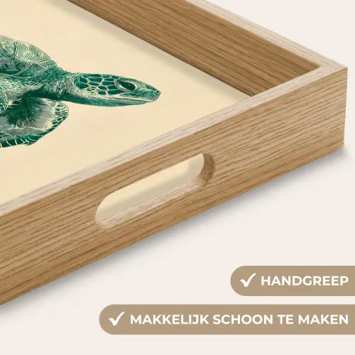 Schildpad - Sierlijk - Groen - Schild Dienblad Rechthoek middel -USP_HandgreepNL