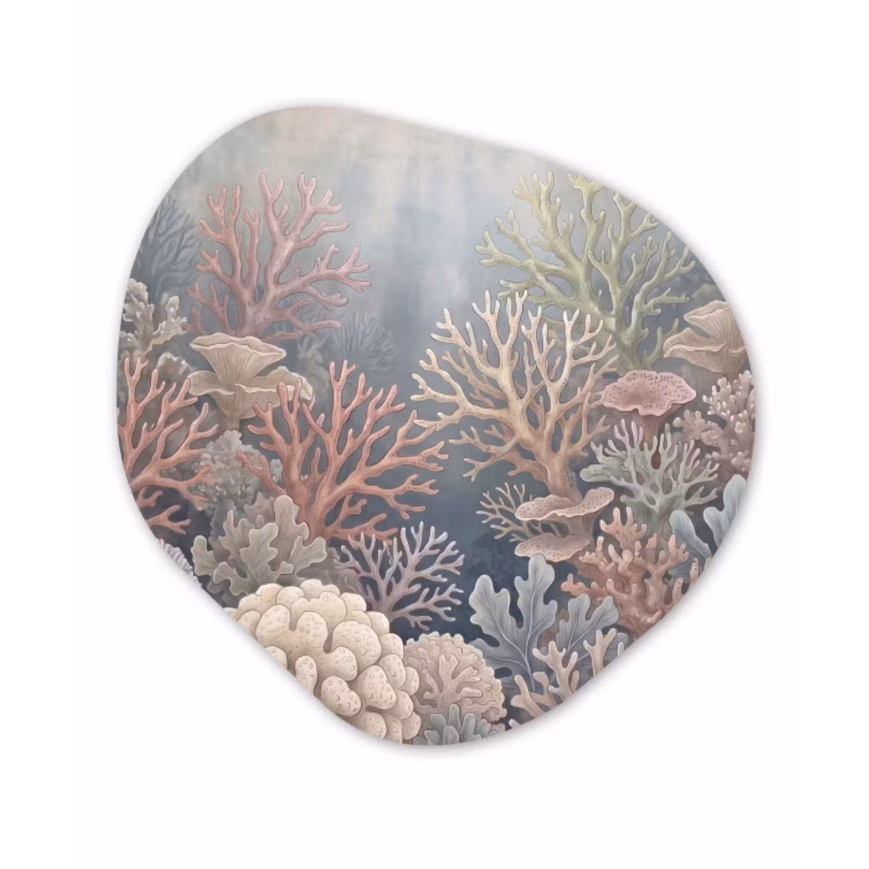 Koraal - Zeeleven - Onderwater - Illustratie - Natuur Wandcirkel Organisch Aluminium middel -3d