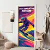 Snowboarder im Neon-Style auf bunter Piste mit personalisierbarem Namensfeld. deurposter klein -sfeer6