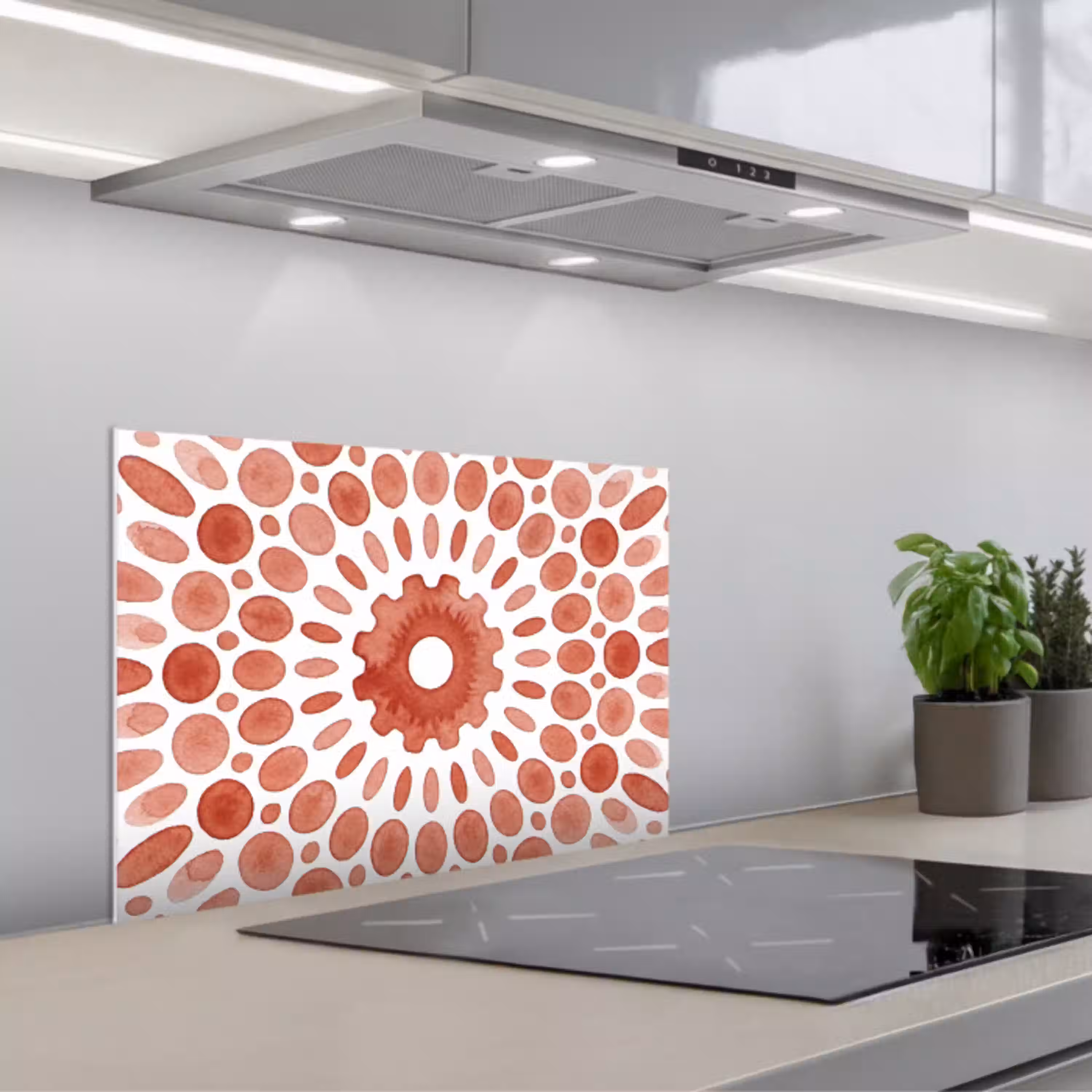 Patroon - Cirkels - Abstract - Modern - Rood keuken achterwand spatscherm klein -3d_schuin