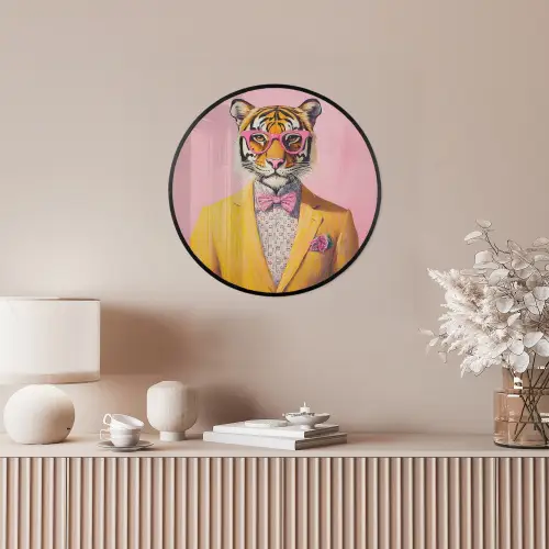 Tijger - Bril - Geel - Jasje Fotolijst rond zonder passe partout klein -sfeer3