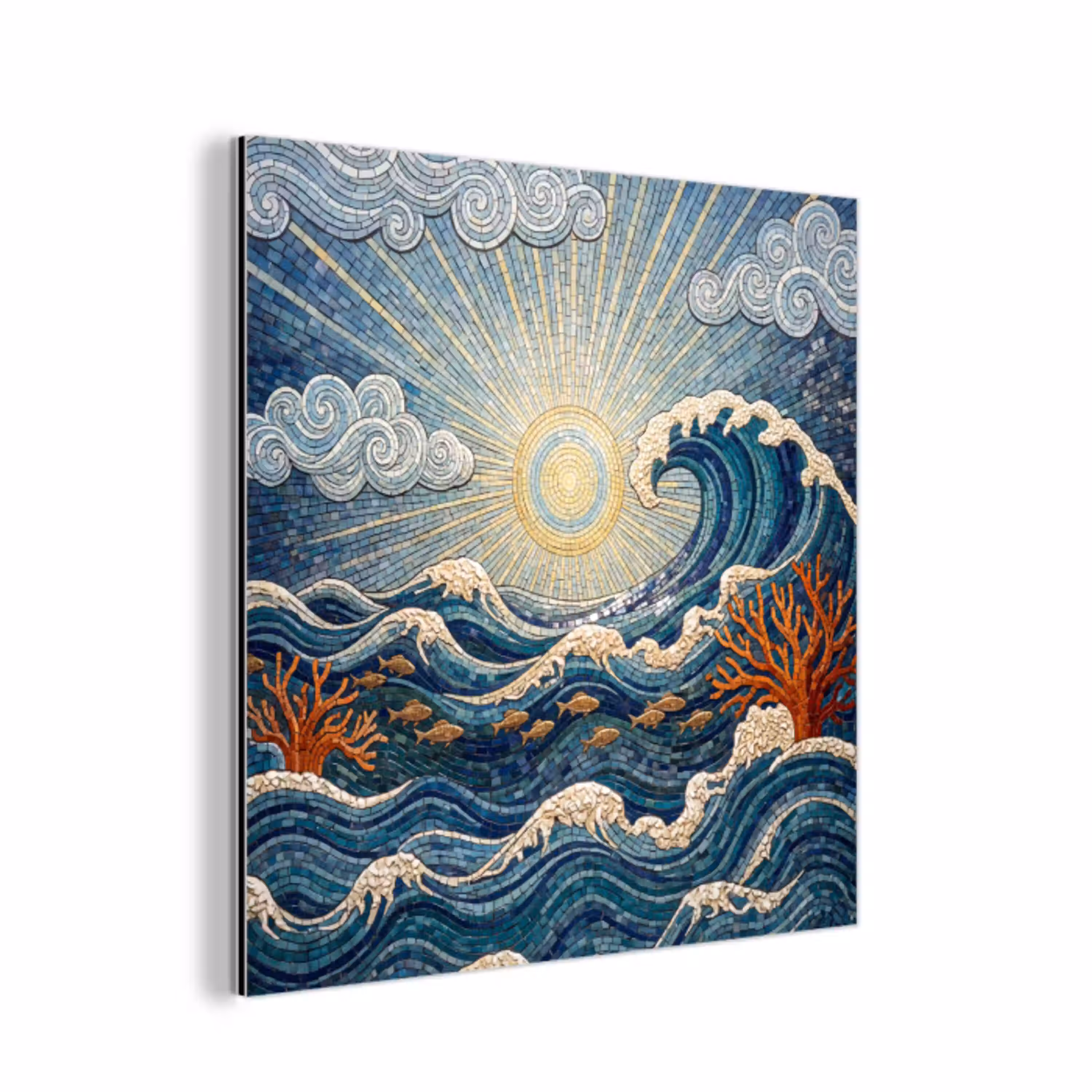 Onderwater - Koraal - Vis - Natuur - Kunst aluminium wit klein -3d