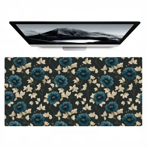 Botanisch - Bloemen - Blauw Muismat XXL klein 681 -zzz3d