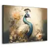 Pauw - Pauwenveren - Bloemen - Vogels - Botanisch Textielframe zwart klein -3d
