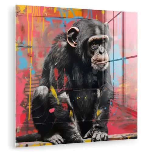 Graffiti - Chimpansee - Dieren - Street art - Banksy plexiglas 5mm klein -zzzproduct_nieuw