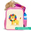 Leeuw - Kleurrijke manen - Beige Kinderrugzak - Roze middel -inhoud_NL